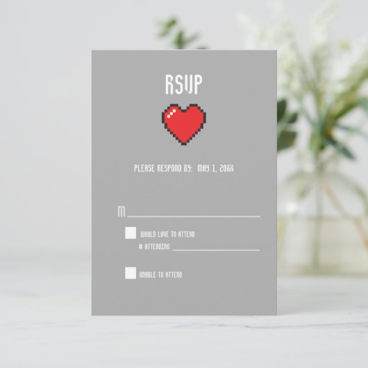 Nerdy 8 bits coeur rsvp (Debout devant)