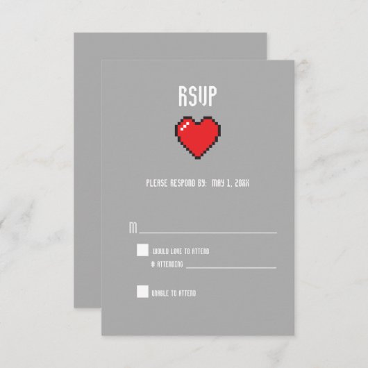 Nerdy 8 bits coeur rsvp (Devant / Derrière)