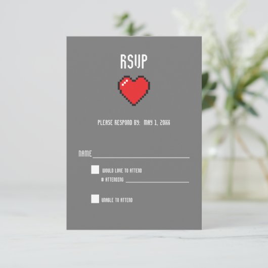 Nerdy 8 bits coeur rsvp (Debout devant)