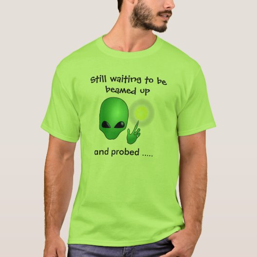 Nerdy Alien Beamed Up and Probed Mannen T-Shirt (Voorkant)