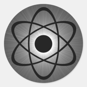 Nerdy Atomic Stickers, grijs Ronde Sticker