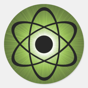 Nerdy Atomic Stickers, groen Ronde Sticker