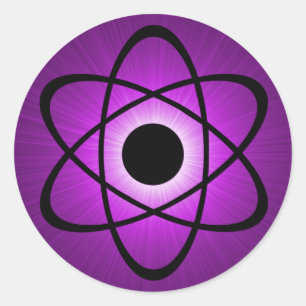 Nerdy Atomic Stickers, Paars Ronde Sticker