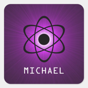 Nerdy Atomic Stickers, Paars Vierkante Sticker