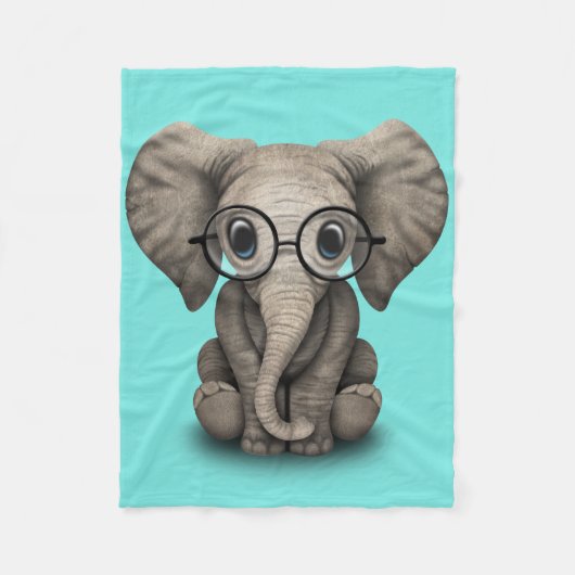 Nerdy Baby Elephant Wearing Glasses Fleece Deken (Voorkant)