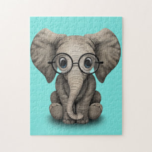 Nerdy Baby Elephant Wearing Glasses Legpuzzel
