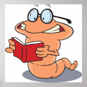 Nerdy Bookworm leest een boek Poster (Voorkant)