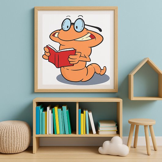 Nerdy Bookworm leest een boek Poster