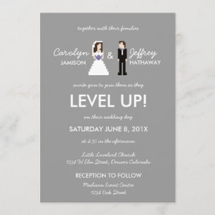 Nerdy Bride 8 bits et Faire-part de mariage de cha