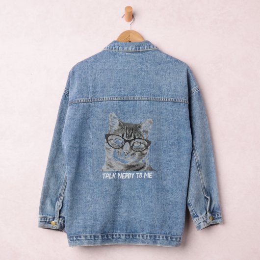 Nerdy cat photo veste denim pour amoureux des chat (Hangar)