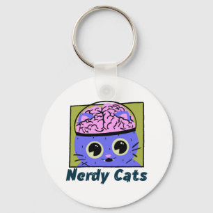 Nerdy Cats, ontwerp van het brein Sleutelhanger