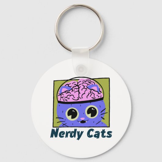 Nerdy Cats, ontwerp van het brein Sleutelhanger (Voorkant)