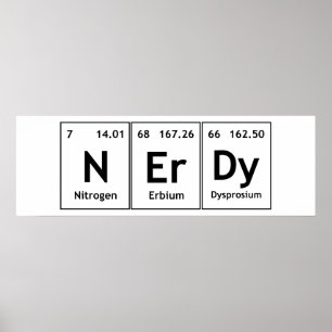 NErDy Chemistry Periodic Table Words Elements Nerd Poster