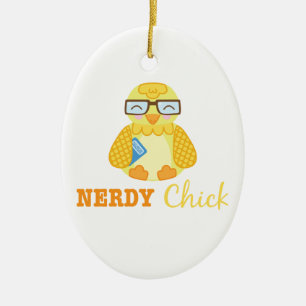 Nerdy Chick Keramisch Ornament