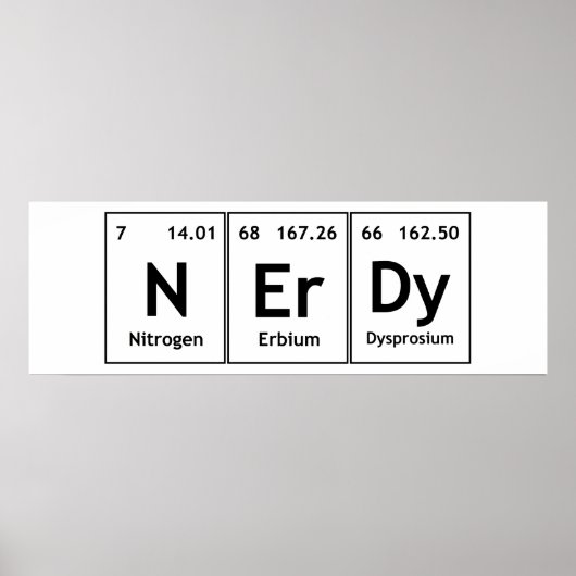 NErDy Chimie Tableau périodique Mots éléments Nerd (Devant)