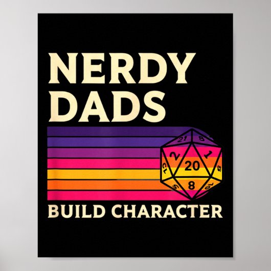 Nerdy Dads Build Character, Retro Tabletop Rpg Fat Poster (Voorkant)