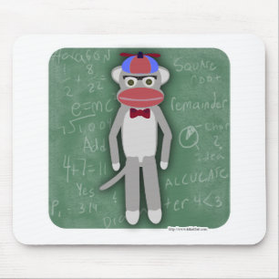 Nerdy Fifties Cool Fun Sock Monkey Cartoon Art Muismat