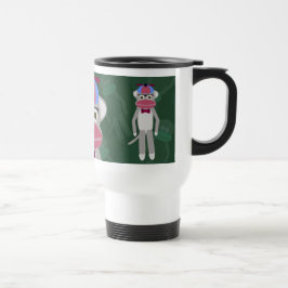 Nerdy Fifties Sock Monkey Cartoon Art Design Fun Reisbeker