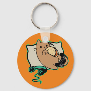 Nerdy Gamer Cat Taco Loading Game Pauze Sleutelhanger