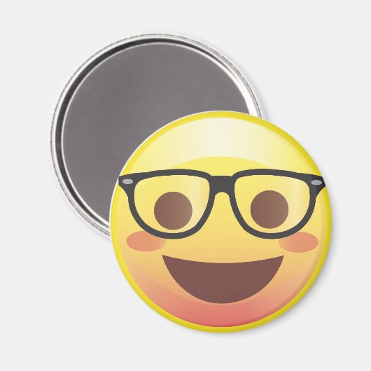 Nerdy glazen Happy Emoji Magnet Magneet (Voorkant / Achterkant)