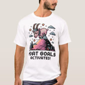 Nerdy Goat op Mountain Pixel Art T-shirt (Voorkant)