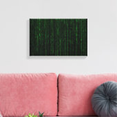 Nerdy Green Computer Code Canvas Afdruk (Insitu (Woonkamer))