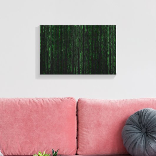 Nerdy Green Computer Code Canvas Afdruk (Insitu (Woonkamer))