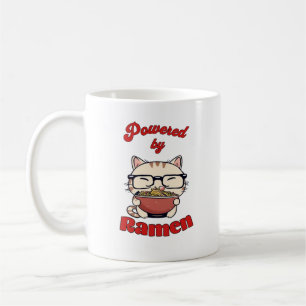 Nerdy kat aangedreven door ramen koffiemok