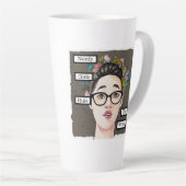 Nerdy meisjes heersen over de wereld latte mok (Rechterhoek)