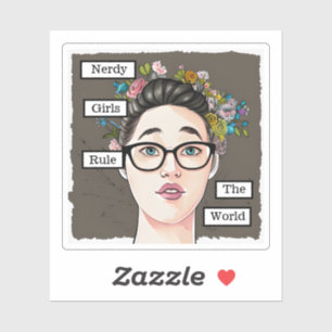 Nerdy meisjes heersen over de wereld sticker