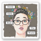 Nerdy meisjes heersen over de wereld sticker (Voorkant)