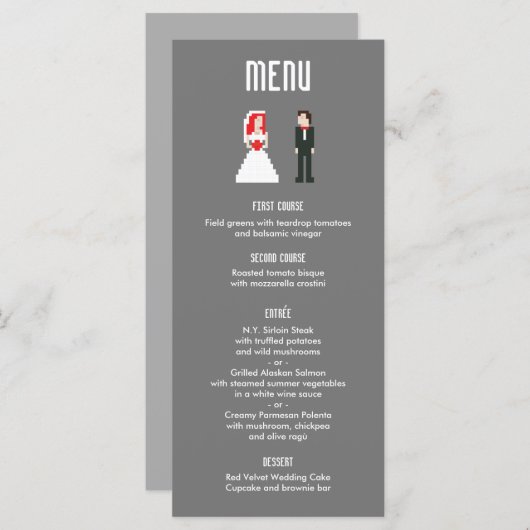 Nerdy menu 8 bits Bride & Groom (Devant / Derrière)