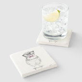 Nerdy Owlet Ink drawing Stenen Onderzetter (Zijkant)