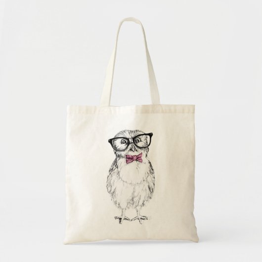 Nerdy Owlet small and    smartink tekening Tote Bag (Voorkant)