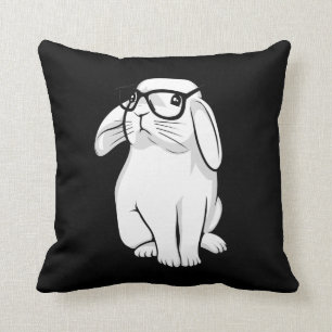Nerdy Rabbit Cute Bunny Pet met bril Kussen