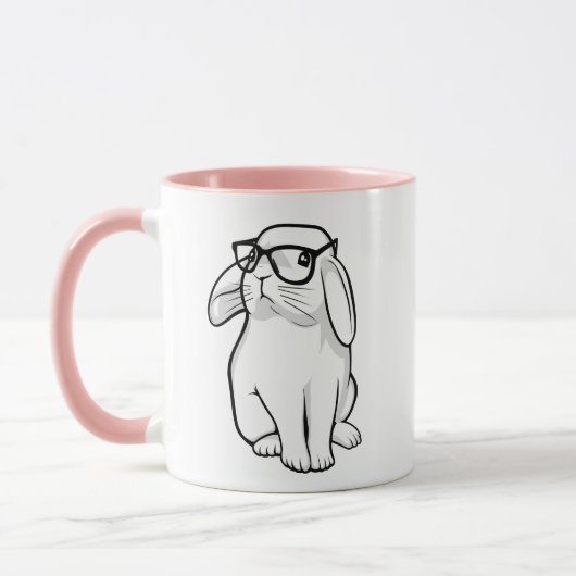 Nerdy Rabbit Cute Bunny Pet met bril Mok (Links)