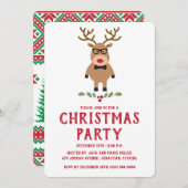 Nerdy Reindeer Christmas Party Invitation (Devant / Derrière)