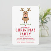 Nerdy Reindeer Christmas Party Invitation (Debout devant)