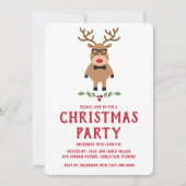 Nerdy Reindeer Christmas Party Invitation (Devant)