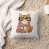 Nerdy Sinaasgele Kat Met Dasje T-shirt Kussen (Deken)