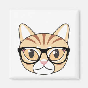 Nerdy Tabby Kat met Bril Magneet