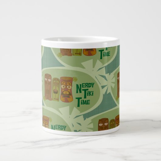 Nerdy Tiki Time Retro Art Slogan Patroonontwerp Extra Grote Beker (Voorkant)
