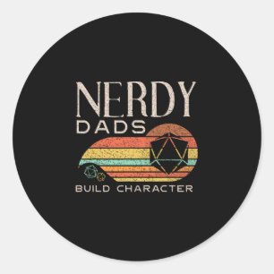Nerdy vaders bouwen karakter Funny Rpg-gaming D20 Ronde Sticker