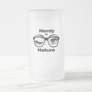 Nerdy van Natuur Funny Geek Design met bril Matglas Bierpul