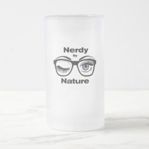 Nerdy van Natuur Funny Geek Design met bril Matglas Bierpul