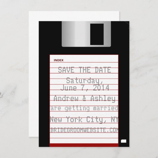 Nerdy Wedding Save the Date Floppy Disk (Voorkant / Achterkant)