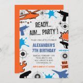 Nerf invitations anniversaire dart guerre canon à  (Devant / Derrière)