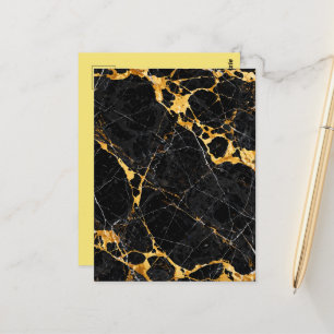 Nero Portoro Luxe Zwart Goud Marmer Design Briefkaart