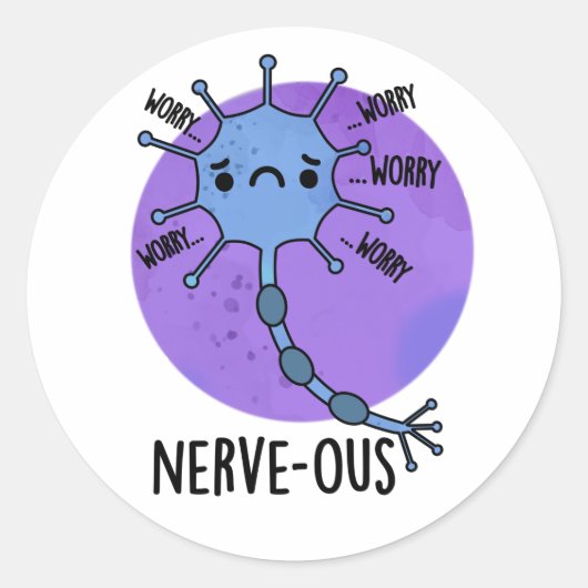 Nerve Funny Nerveus Nerveus Pun Ronde Sticker (Voorkant)