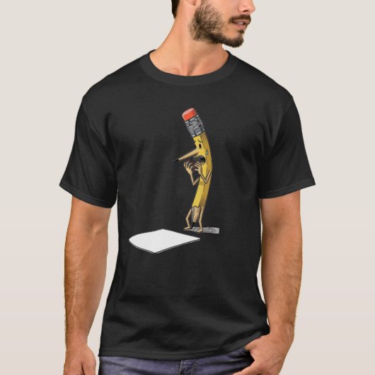 Nerveus Pencil Cartoon Grappig Cadeau T-shirt (Voorkant)